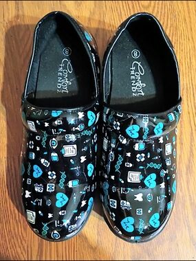 Comfort Trends Black Medical-Print Slip-On Mules